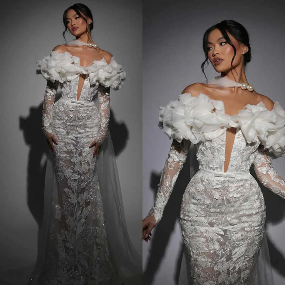 Luxury Lace Mermaid Wedding Dress For Girls Detachable Train 3D Flowers Open Back Applique Full Bridal Gown Customized
Luxury Lace Mermaid Wedding Dress For Girls Detachable Train 3D Flowers Open Back Applique Full Bridal Gown Customized