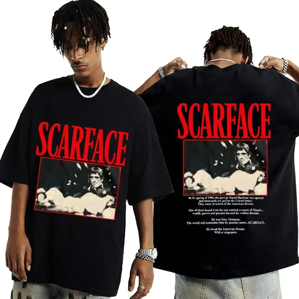 Movie Scarface Tony Montana Graphics T-shirt Men Women Hip Hop Fashion Rock Clothing T Shirts Vintage Oversized Unisex Tshirt
Movie Scarface Tony Montana Graphics T-shirt Men Women Hip Hop Fashion Rock Clothing T Shirts Vintage Oversized Unisex Tshirt