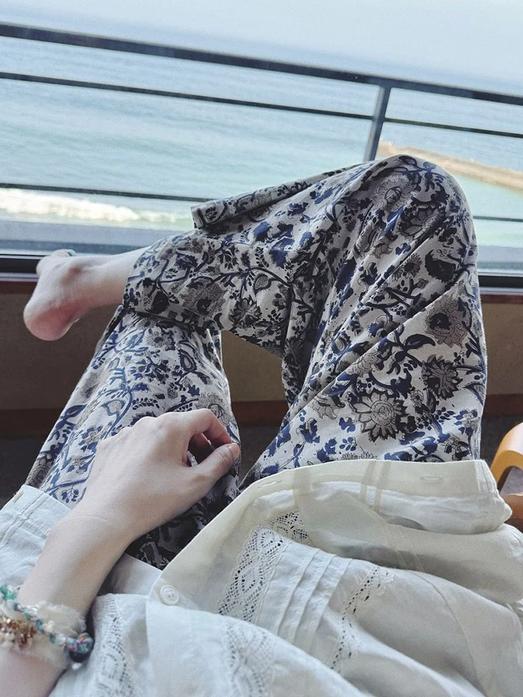 Loose Wide Leg Nine-Piece Casual Pants Women's Printed Relaxing Feelings Feng Shui Plant Design Cotton Linen Blend Elastic Waist
Loose Wide Leg Nine-Piece Casual Pants Women's Printed Relaxing Feelings Feng Shui Plant Design Cotton Linen Blend Elastic Waist