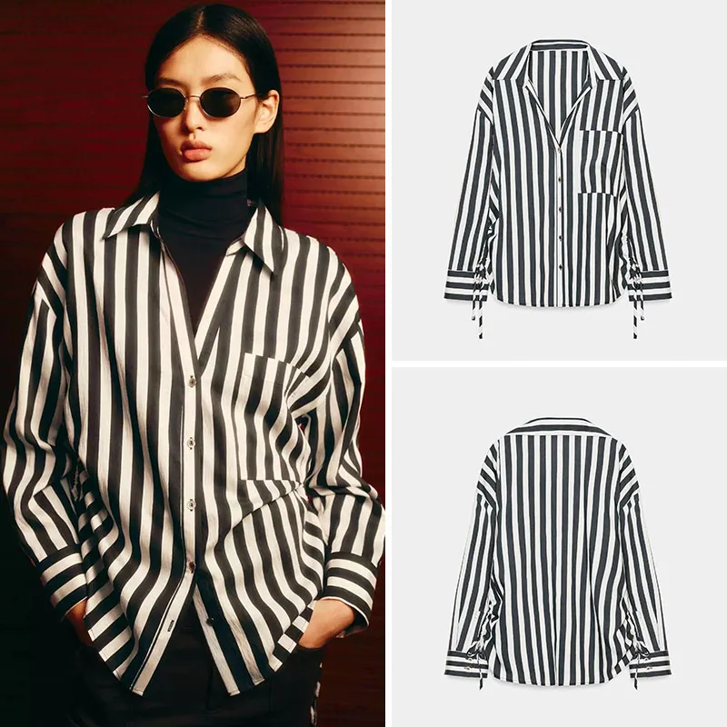 Spring New Arrival Women's Long Sve Striped irt Stand Collar Belt Side Slit Casual Faionable Office Wear 20-50 Years Old
Spring New Arrival Women's Long Sve Striped irt Stand Collar Belt Side Slit Casual Faionable Office Wear 20-50 Years Old