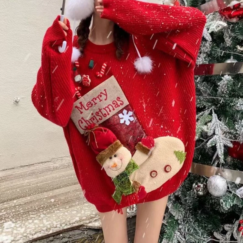 Christmas Cartoon Outer Wear Pullover Winter New Knitted Sweater Women's Three-dimensional Pattern Overweight Work Top
Christmas Cartoon Outer Wear Pullover Winter New Knitted Sweater Women's Three-dimensional Pattern Overweight Work Top