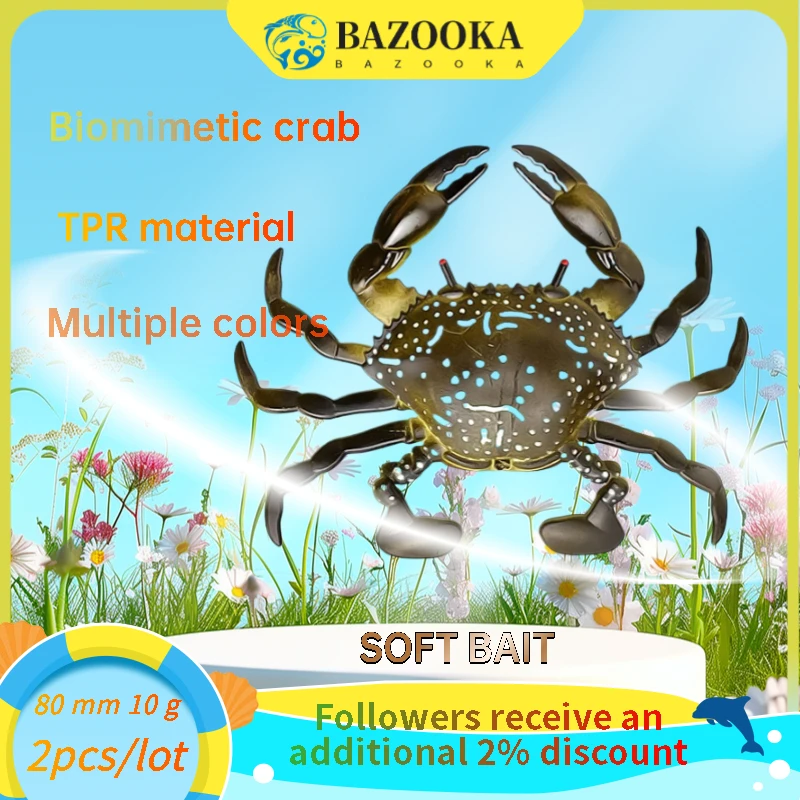 BAZOOKA Fishing Lure 80mm 10g Floating Biomimetic Crab Soft Bait Silicone Soft Shad Wobblers Shore JIG Worm Carp Bass Pike Baits
BAZOOKA Fishing Lure 80mm 10g Floating Biomimetic Crab Soft Bait Silicone Soft Shad Wobblers Shore JIG Worm Carp Bass Pike Baits