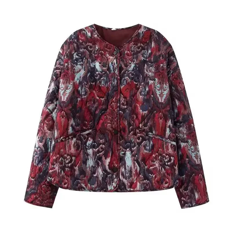 Vintage Printed Cotton Padded Jacket Loose Thicken Short Coat Women's Long Sleeve Single Breasted Round Neck Outerwear
Vintage Printed Cotton Padded Jacket Loose Thicken Short Coat Women's Long Sleeve Single Breasted Round Neck Outerwear