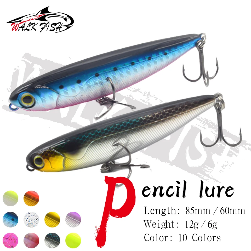 WALK FISH 1Pcs 6g/12g 60mm/85mm Pencil Surface Lure Airshipsmall Ammunit Float Long-range Throw Upward-billed Bass Sea Fishing
WALK FISH 1Pcs 6g/12g 60mm/85mm Pencil Surface Lure Airshipsmall Ammunit Float Long-range Throw Upward-billed Bass Sea Fishing