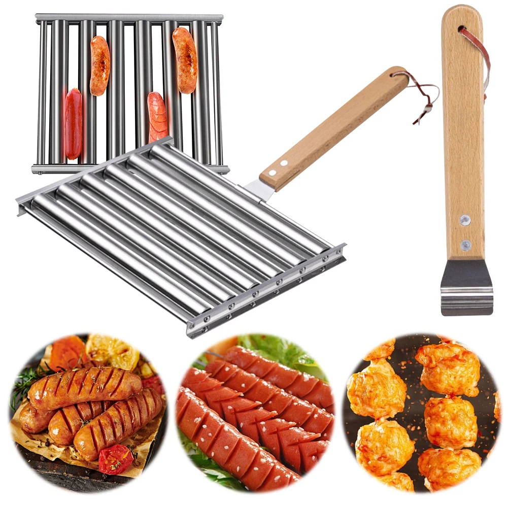 Hot Dog Roller Sausage Roller Rack Stainless Steel Hot Dog Grill Roller with Wooden Handle 5 Hot Dog Capacity for Home Kitchen
Hot Dog Roller Sausage Roller Rack Stainless Steel Hot Dog Grill Roller with Wooden Handle 5 Hot Dog Capacity for Home Kitchen