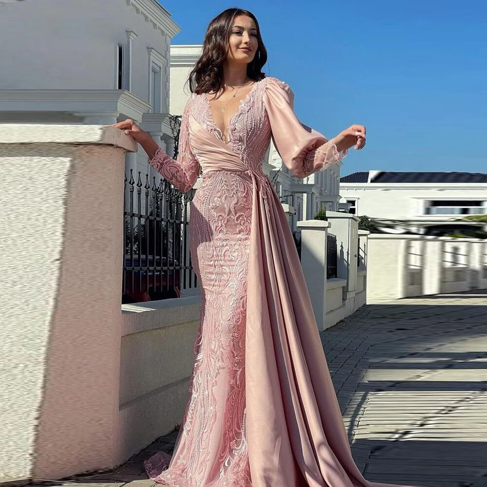 V-Neck Prom Dress For Women 2024 Pink Puff Long Sleeve Floor Length Formal Occasion Lace Satin Birthday Evening Gowns Celebrity
V-Neck Prom Dress For Women 2024 Pink Puff Long Sleeve Floor Length Formal Occasion Lace Satin Birthday Evening Gowns Celebrity
