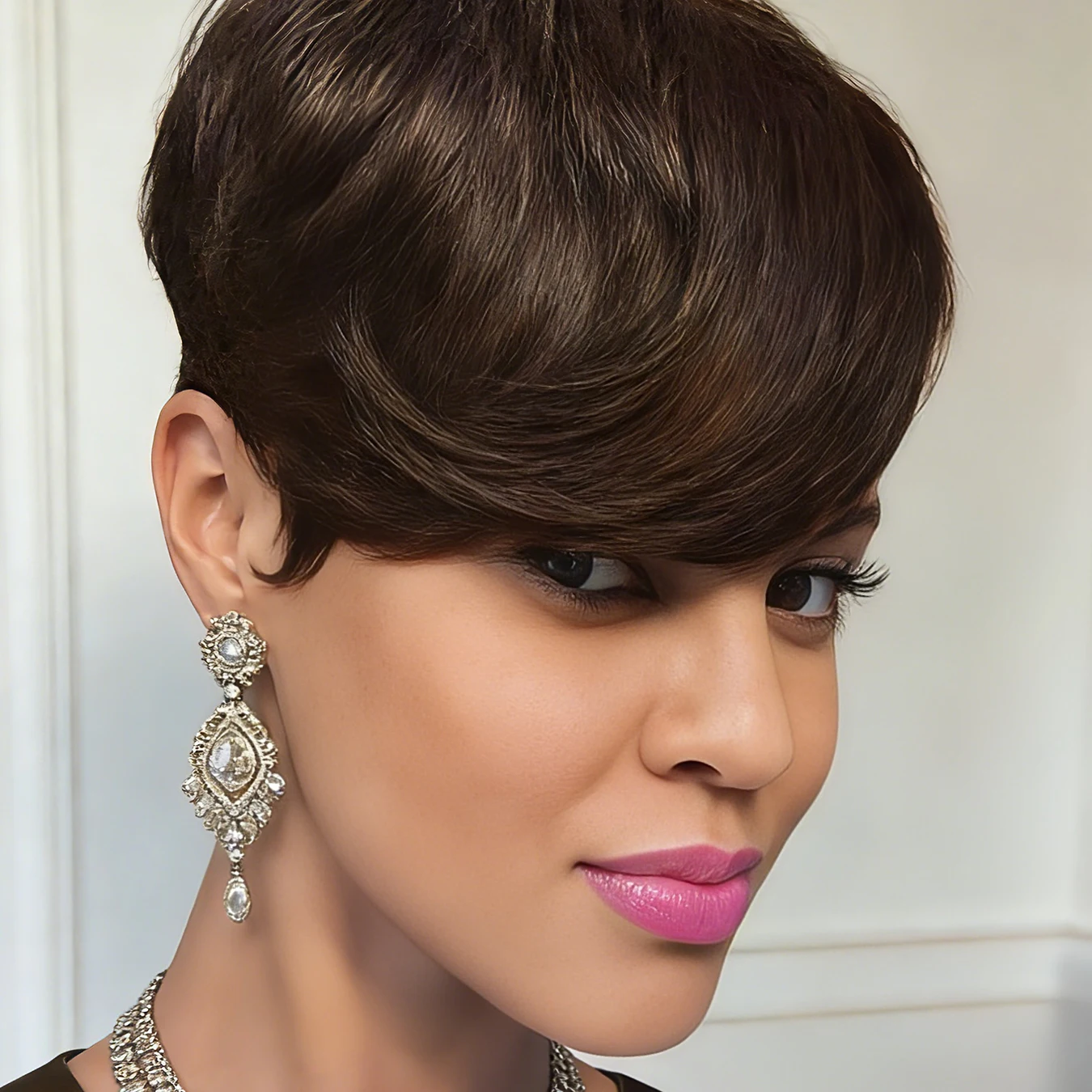 Короткий парик в стиле пикси для женщин, из натуральных волос, с челкой, машинной работы, многослойный
Короткий парик в стиле пикси для женщин, из натуральных волос, с челкой, машинной работы, многослойный