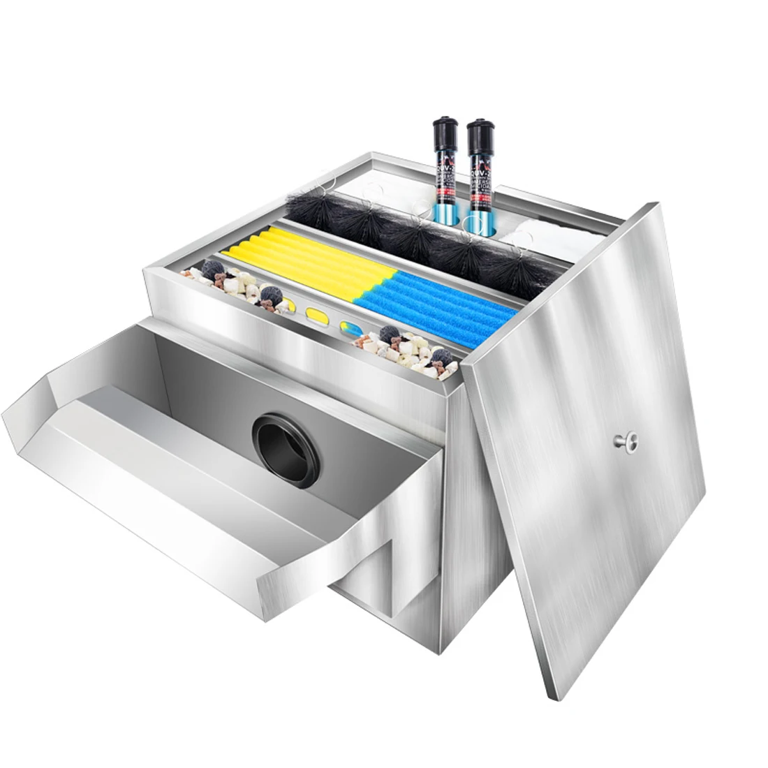 Household fish pond stainless steel filter box turnover box outdoor koi pond waterfall outlet water circulation filter equipment
Household fish pond stainless steel filter box turnover box outdoor koi pond waterfall outlet water circulation filter equipment
