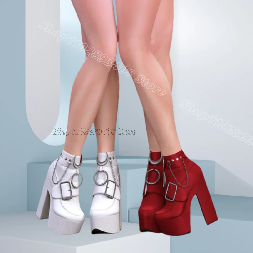 Red Chain Ring Decor Ankle Boots Chunky Heels Platform Fashion Spring Design for Women Casual Shoes 2024 Zapatos Para Mujere
Red Chain Ring Decor Ankle Boots Chunky Heels Platform Fashion Spring Design for Women Casual Shoes 2024 Zapatos Para Mujere