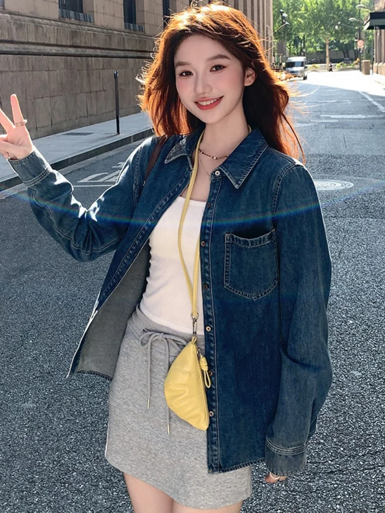 Retro Light Blue Denim irt Women's Long Sve Loose Layering Cardigan Coat Spring Autumn New Sle Korean Sle Straight Cut
Retro Light Blue Denim irt Women's Long Sve Loose Layering Cardigan Coat Spring Autumn New Sle Korean Sle Straight Cut