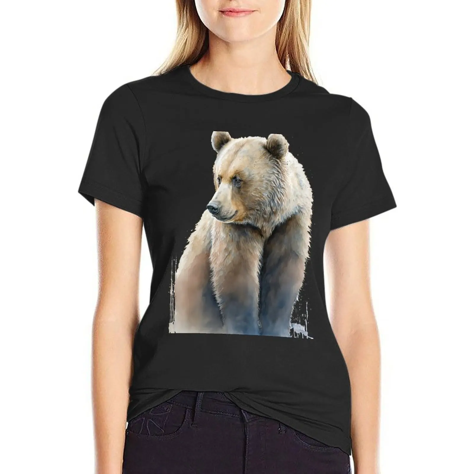Grizzly Bear Watercolor Painting T-Shirt blacks summer top animal prinfor cropped t shirts for Women
Grizzly Bear Watercolor Painting T-Shirt blacks summer top animal prinfor cropped t shirts for Women