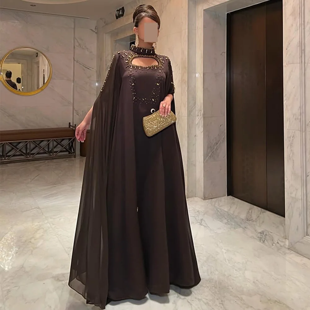 Customized Elegant High Collar Half Sleeves Evening Dress High Quality A-Line Crystal Celebrity Gowns Party Dress Floor Length
Customized Elegant High Collar Half Sleeves Evening Dress High Quality A-Line Crystal Celebrity Gowns Party Dress Floor Length