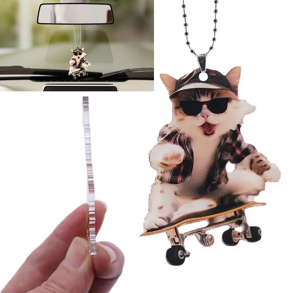 Creative Acrylic Flat 2D Cool Skateboarding Cat Pendant Interior Car Decora Auto Mirrors Car Ornament Interior Pendant Rear F3D3
Creative Acrylic Flat 2D Cool Skateboarding Cat Pendant Interior Car Decora Auto Mirrors Car Ornament Interior Pendant Rear F3D3
