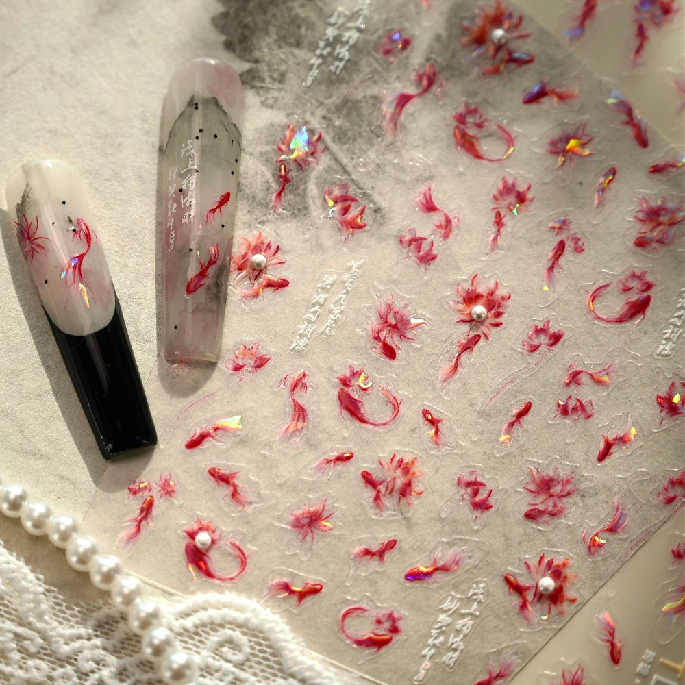 Polarized Red Koi Water Lily Lotus Flower Chinese Style Pearl 3D Self Adhesive Nail Art Stickers Carp Goldfish Manicure Decals
Polarized Red Koi Water Lily Lotus Flower Chinese Style Pearl 3D Self Adhesive Nail Art Stickers Carp Goldfish Manicure Decals