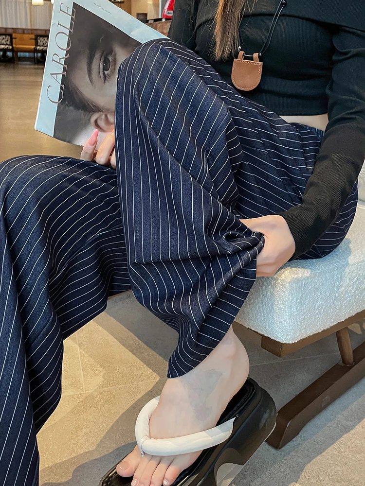 Retro Lazy Stripe Women's High Waist Slimming Loose Straight Leg Floor-Length Wide Leg Pants Spring Autumn New Arrival
Retro Lazy Stripe Women's High Waist Slimming Loose Straight Leg Floor-Length Wide Leg Pants Spring Autumn New Arrival