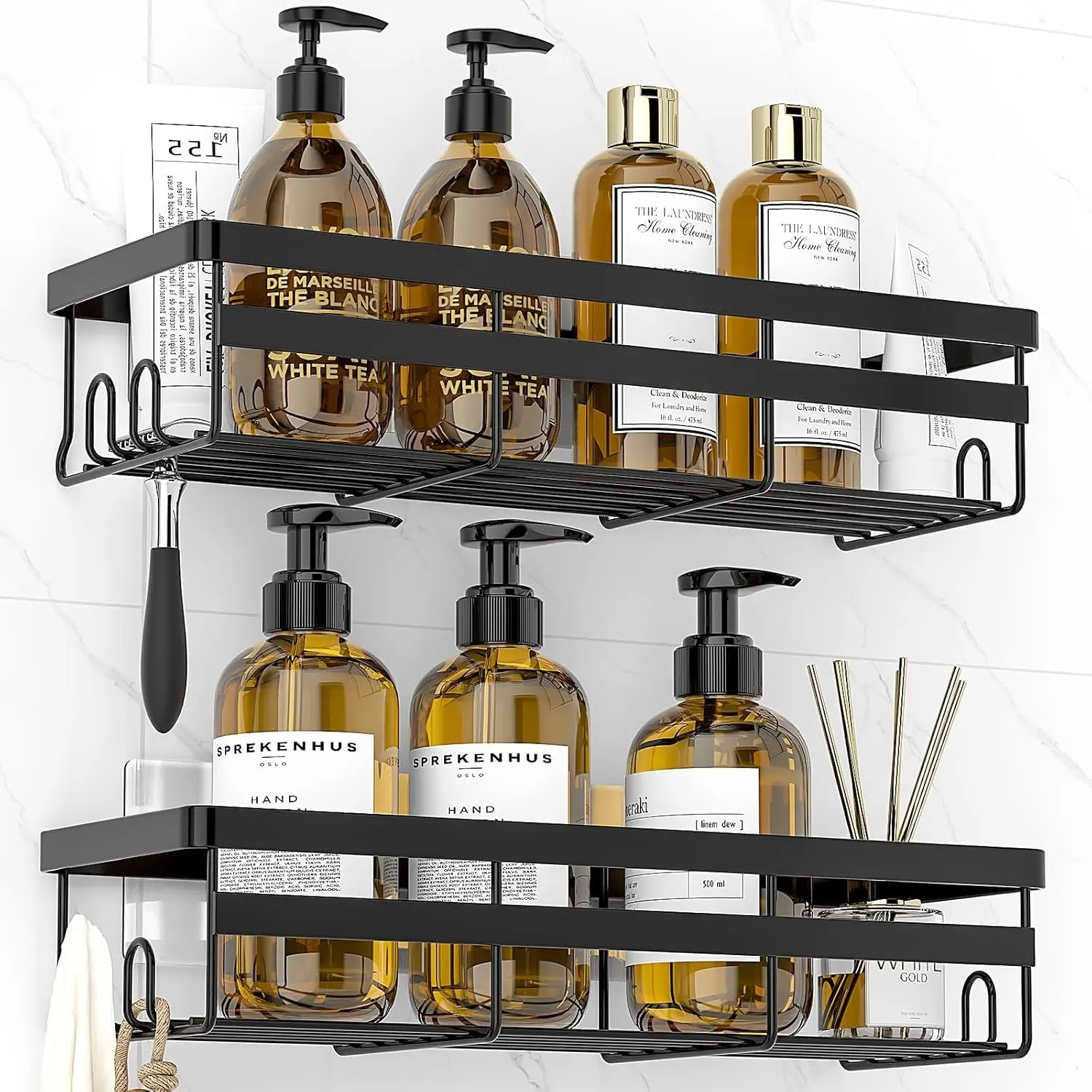 2-Pack Adhesive Shower Shelves, No Drill Stainless Steel Bathroom Organizer for Home Storage
2-Pack Adhesive Shower Shelves, No Drill Stainless Steel Bathroom Organizer for Home Storage