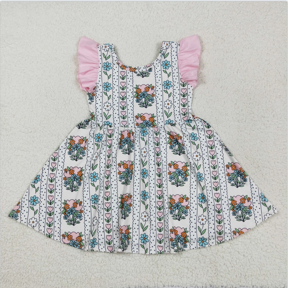 New Fashion Kids Designer Clothes Girls Pink Flutter Sleeves Floral Stripe Knee Length Boutique Baby Girls Short Sleeve Dresses
New Fashion Kids Designer Clothes Girls Pink Flutter Sleeves Floral Stripe Knee Length Boutique Baby Girls Short Sleeve Dresses