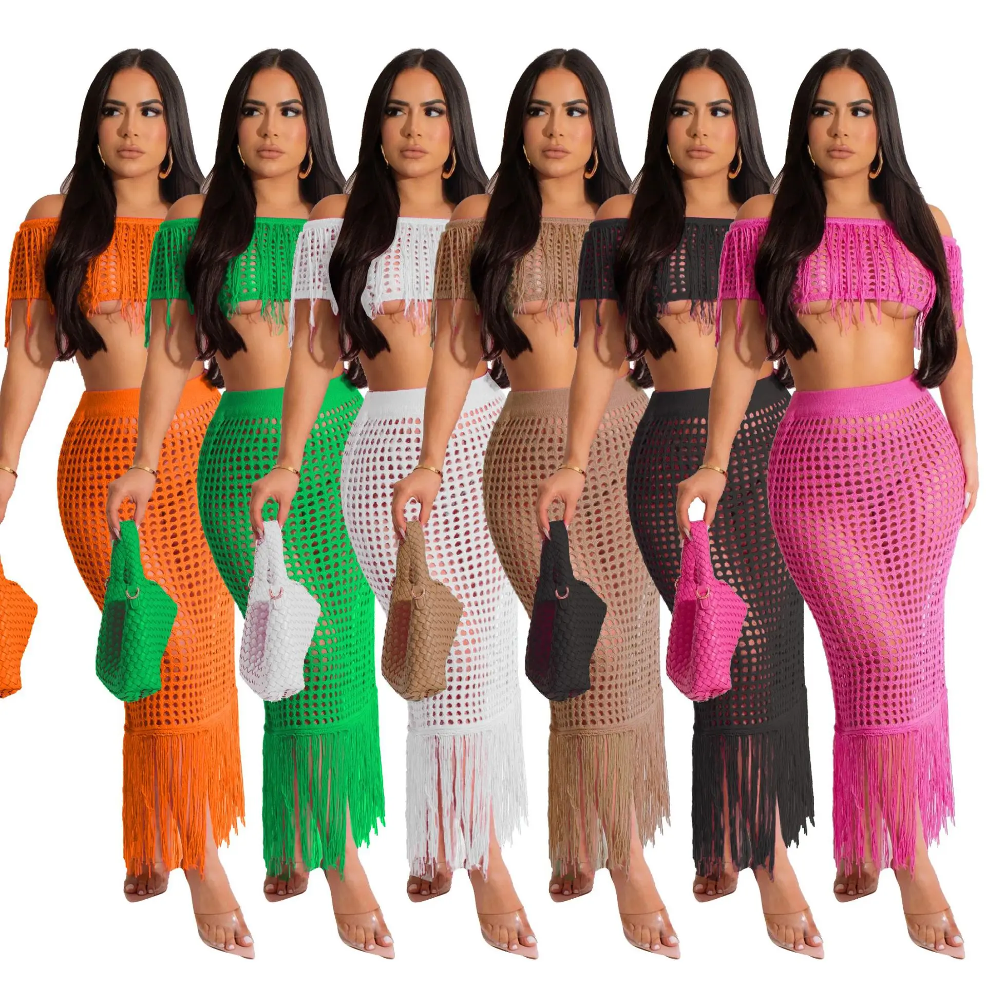 Off Shoulder Knitted Hand Crochet Beach Bikini Cover Ups for Women 2023 Summer Holiday Sexy Hollow Out Tassel 2 Piece Skirt Set
Off Shoulder Knitted Hand Crochet Beach Bikini Cover Ups for Women 2023 Summer Holiday Sexy Hollow Out Tassel 2 Piece Skirt Set