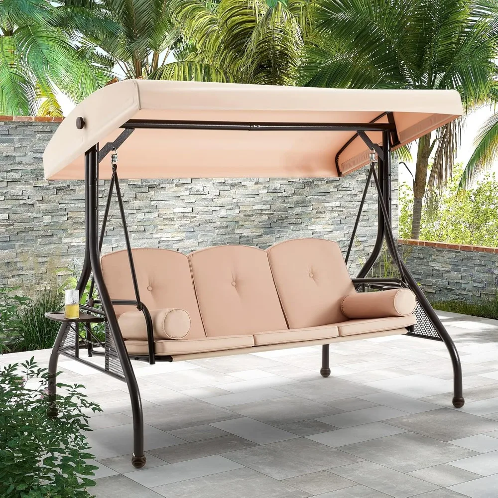 3 Seat Outdoor Porch Swing with Adjustable Canopy, Convertible Patio Swing Bed with Stand, Patio Glider Swing
3 Seat Outdoor Porch Swing with Adjustable Canopy, Convertible Patio Swing Bed with Stand, Patio Glider Swing