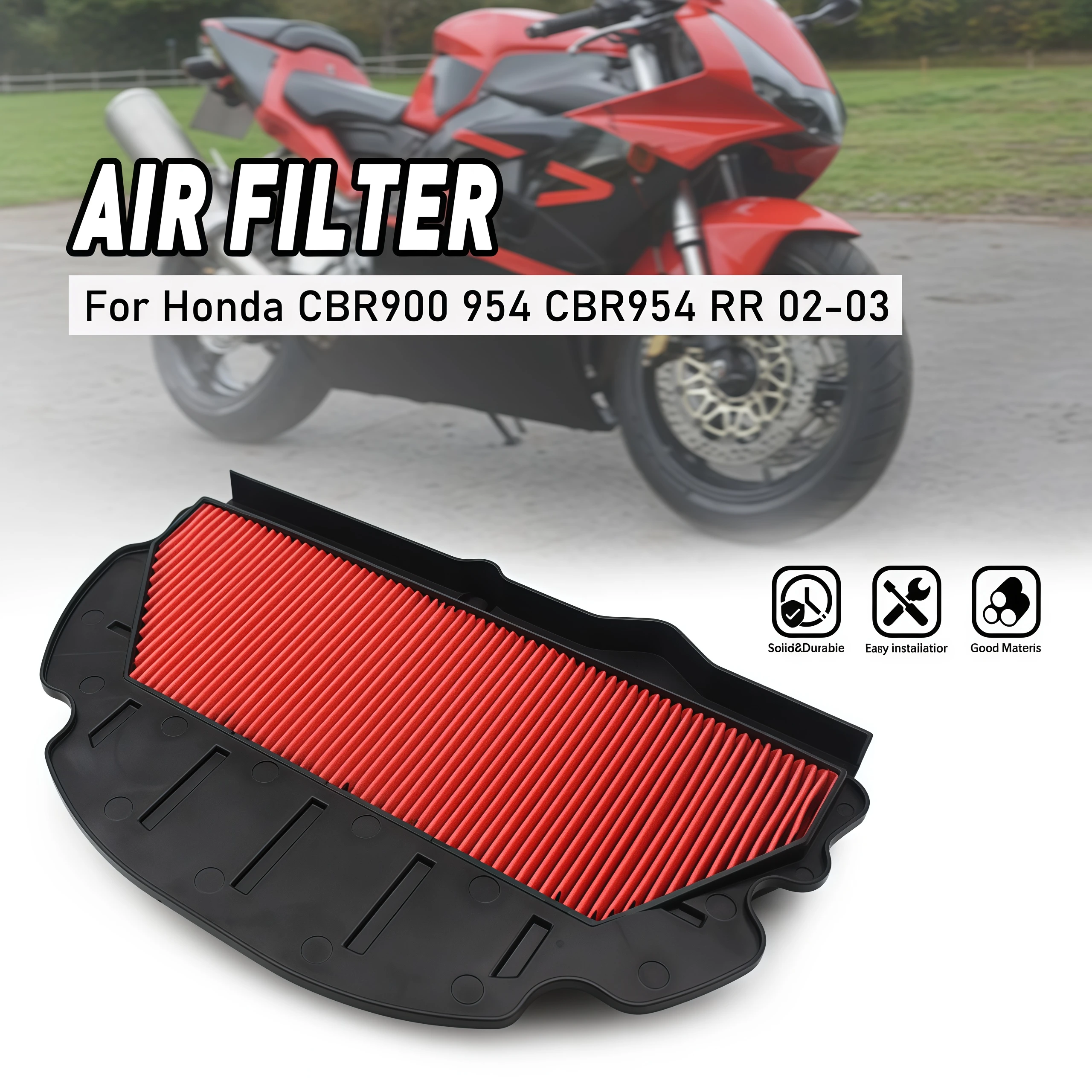 Motorcycle Air Filter Cleaner CBR900RR CBR900 CBR 900 RR CBR954RR CBR954 954Cc 954 2002-2003
Motorcycle Air Filter Cleaner CBR900RR CBR900 CBR 900 RR CBR954RR CBR954 954Cc 954 2002-2003