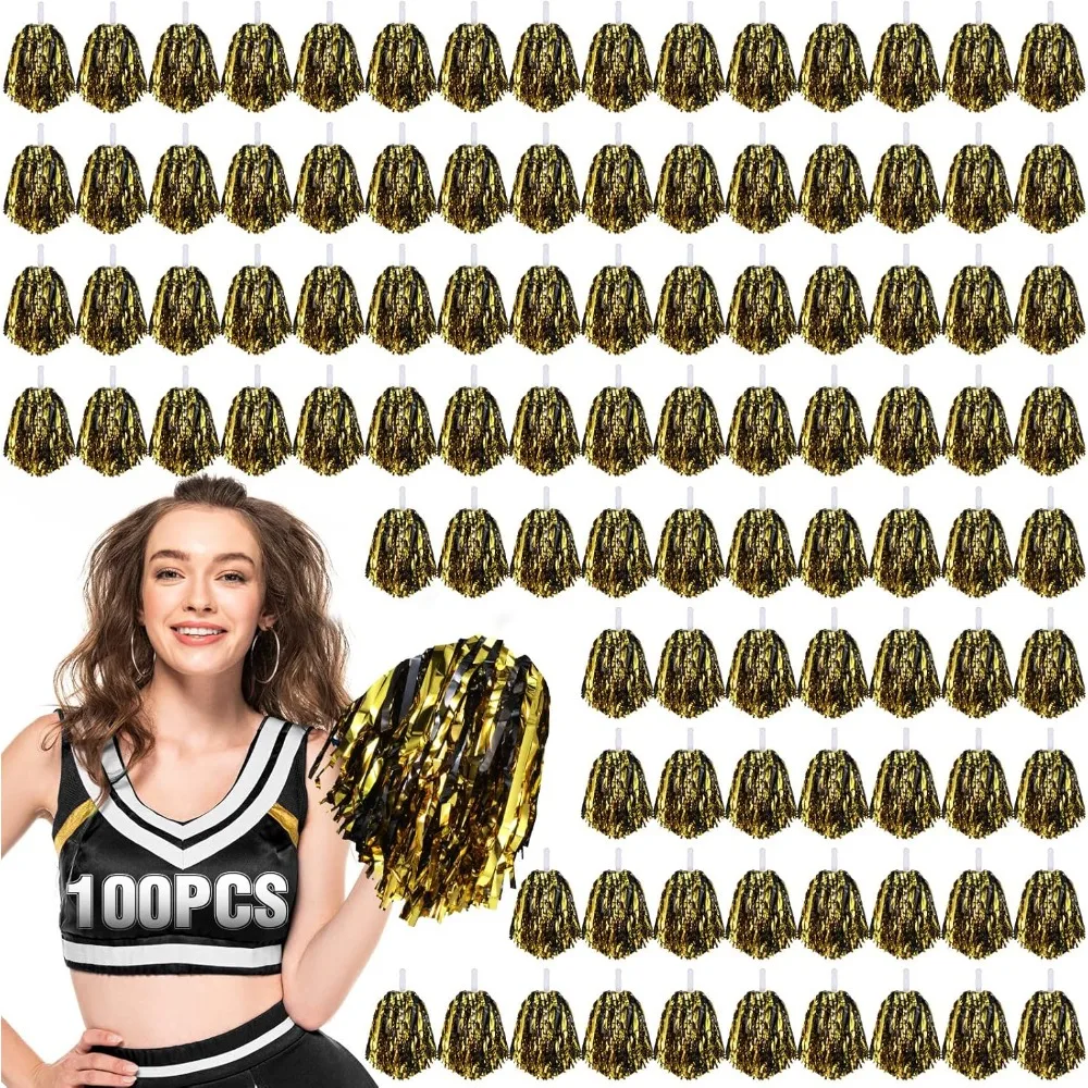 100Pcs Metallic Cheerleading Pom Poms with Baton Handle Cheerleader Pompom Foil 30g Cheering Squad Hand Flowers for Adults Team
100Pcs Metallic Cheerleading Pom Poms with Baton Handle Cheerleader Pompom Foil 30g Cheering Squad Hand Flowers for Adults Team
