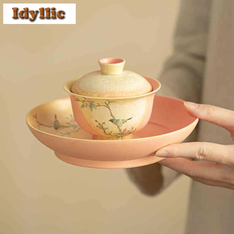 150ml Kiln Fambe Flower Bird With Pot Bearing Holder Gaiwan Zen Tea Tureen Tea Bowl With Lid Kit Tea Making Cover Bowl Teaware
150ml Kiln Fambe Flower Bird With Pot Bearing Holder Gaiwan Zen Tea Tureen Tea Bowl With Lid Kit Tea Making Cover Bowl Teaware
