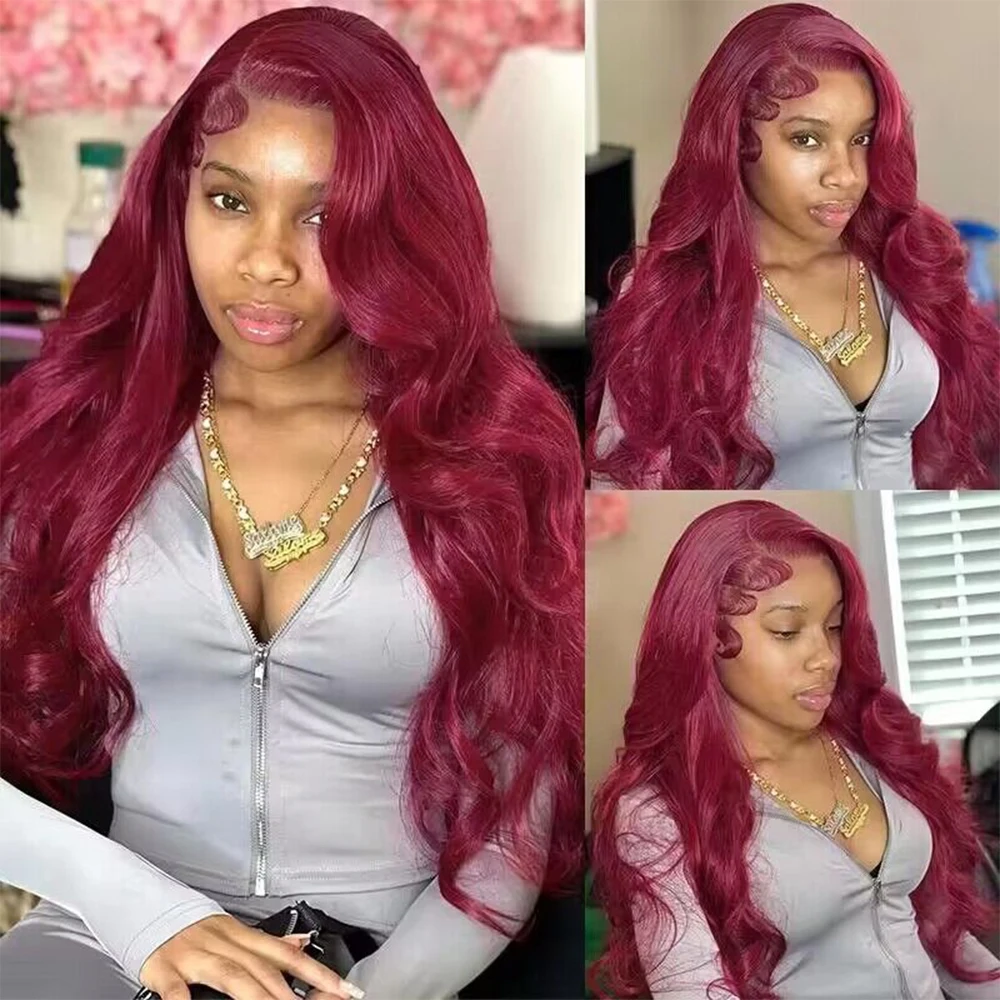 200 Density 99J Burgundy 13x4 13X6 HD Body Wave Lace Front Human Hair Wig 30 36 Inch Red Colored Frontal Wigs for Women
200 Density 99J Burgundy 13x4 13X6 HD Body Wave Lace Front Human Hair Wig 30 36 Inch Red Colored Frontal Wigs for Women