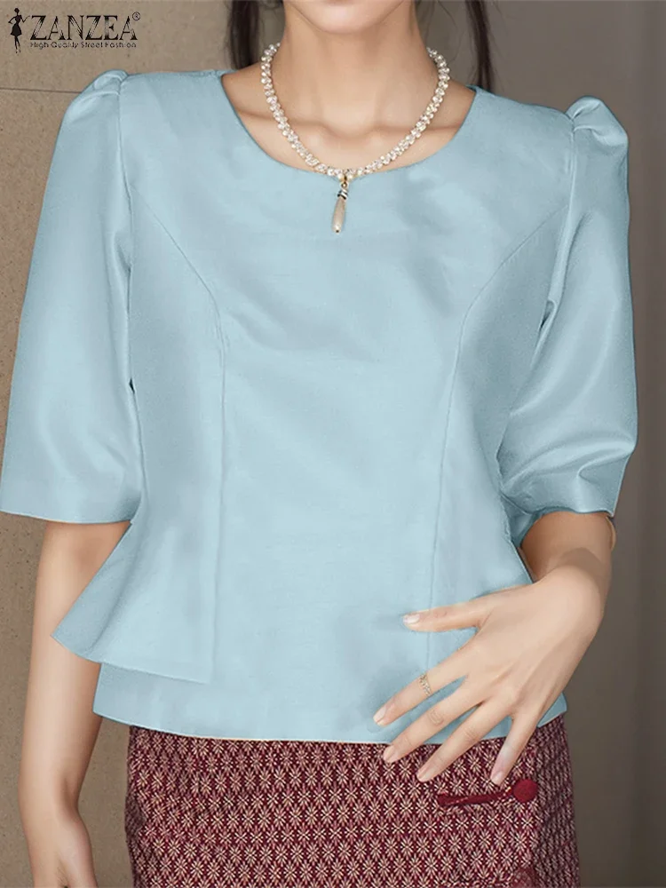 ZANZEA Elegant Satin Blouse Women Summer Shirts 2025 Fashion Half Sleeve Solid Color Waisted Tunic Tops Casual Ruffled Blusas
ZANZEA Elegant Satin Blouse Women Summer Shirts 2025 Fashion Half Sleeve Solid Color Waisted Tunic Tops Casual Ruffled Blusas