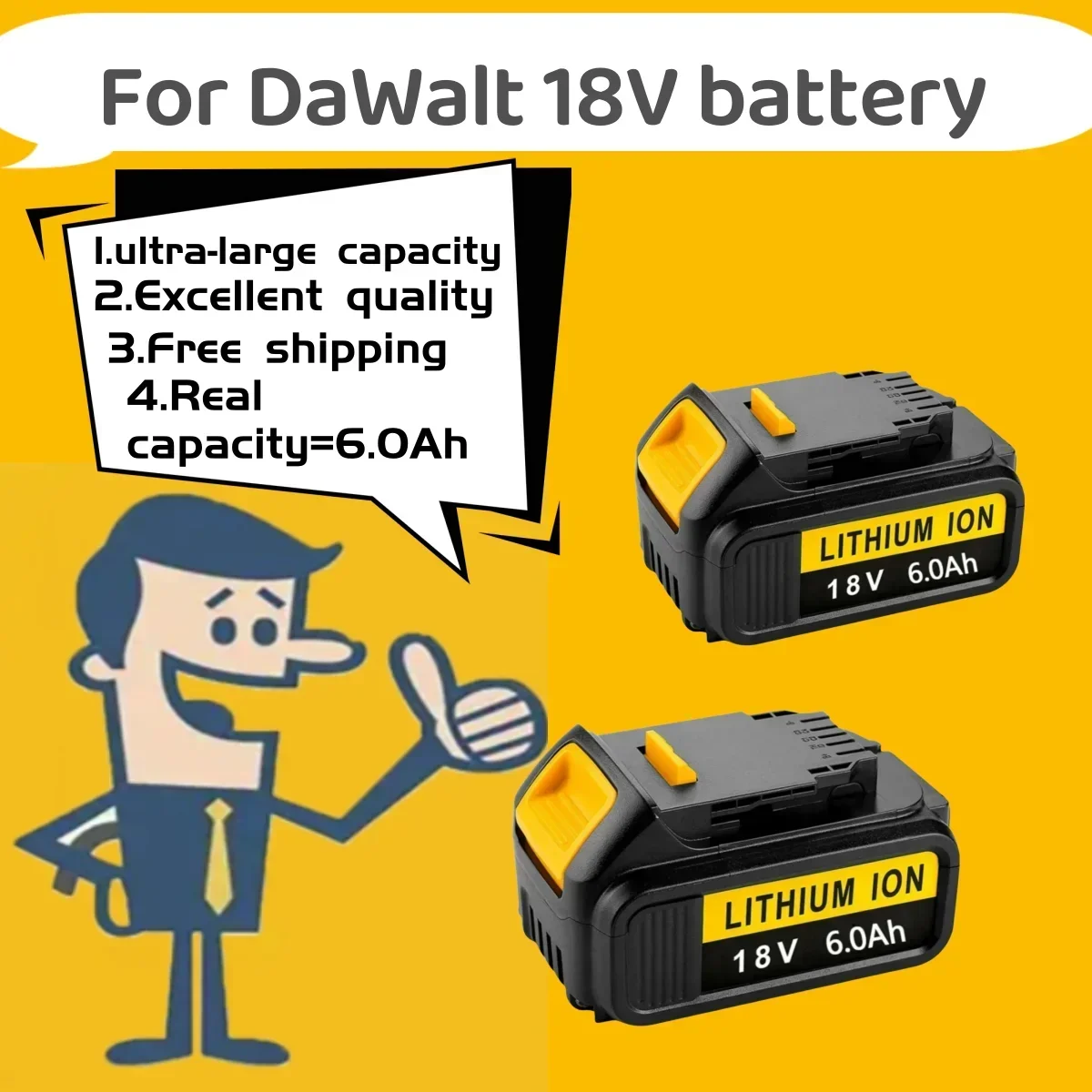 ForDewalt Tools 18V 6.0Ah DCB200 DCB184 DCB181 Replacement Li-ion Battery for DeWalt MAX XR power tool 6000mAh lithium Batteries
ForDewalt Tools 18V 6.0Ah DCB200 DCB184 DCB181 Replacement Li-ion Battery for DeWalt MAX XR power tool 6000mAh lithium Batteries