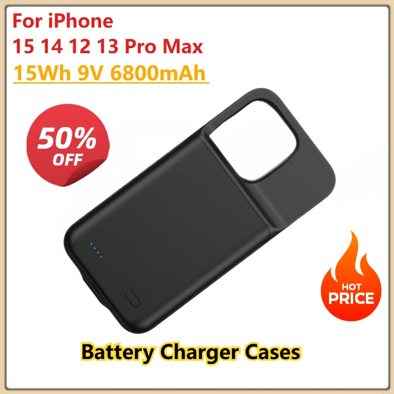 15Wh 9V 6800mAh For iPhone 15 14 12 13 Pro Max Battery Charger Cases Extenal Battery PowerBank charging Cove
15Wh 9V 6800mAh For iPhone 15 14 12 13 Pro Max Battery Charger Cases Extenal Battery PowerBank charging Cove