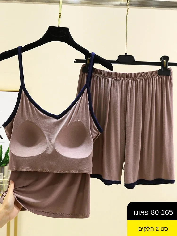 Modal Strap Short Set Summer Thin Sleeveless Nightgown No Bra Casual plus Size Home Clothes V-neck Women's Sleepwear Home Suit
Modal Strap Short Set Summer Thin Sleeveless Nightgown No Bra Casual plus Size Home Clothes V-neck Women's Sleepwear Home Suit