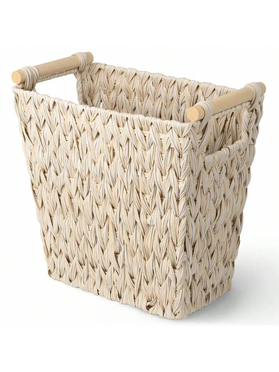 Woven Wicker Trash Basket With Wooden Handles For Bathroom Dorm Laundry Room
Woven Wicker Trash Basket With Wooden Handles For Bathroom Dorm Laundry Room