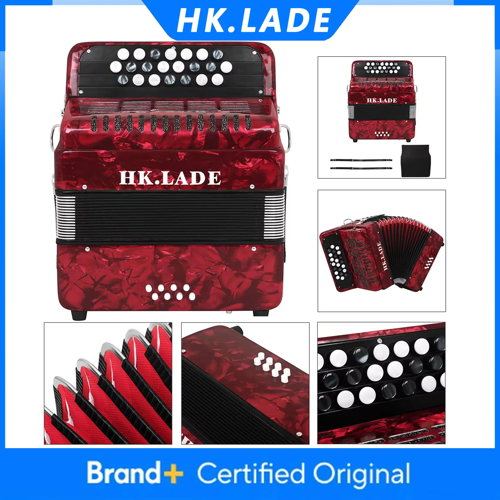 HK.LADE AH-10 Bayan Accordion 22 Keys 8 Bass Accordion with Bag Strap Professional Keyboard Instrument For Performance/Teaching
HK.LADE AH-10 Bayan Accordion 22 Keys 8 Bass Accordion with Bag Strap Professional Keyboard Instrument For Performance/Teaching