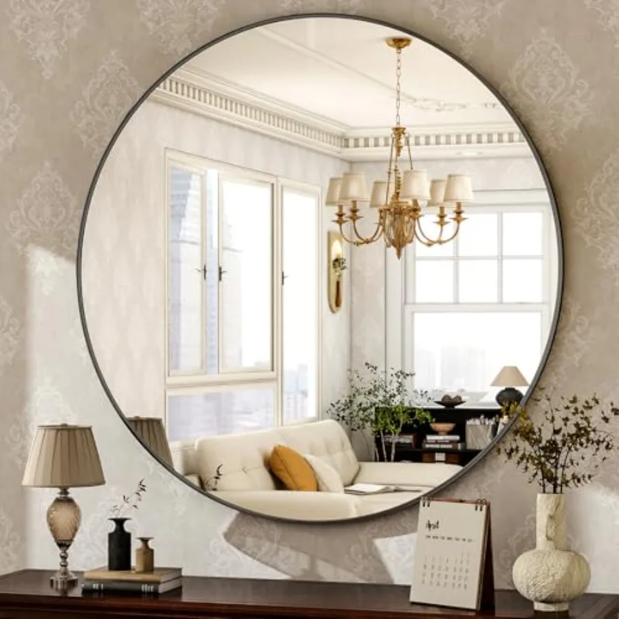 Round Mirror 30 Wall Mounted Circle Mirrors Vanity Mirror with Brushed Aluminum Alloy Frame Modern Decoration for Bathroom, Liv
Round Mirror 30 Wall Mounted Circle Mirrors Vanity Mirror with Brushed Aluminum Alloy Frame Modern Decoration for Bathroom, Liv