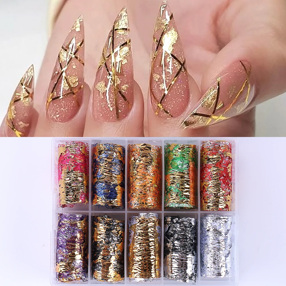 1Box-10pcs Golde Silver Aluminum Nail Foils Paper Nail Art Sticker Decals 3D Mesh Line DIY Design Adhesive Manicure Decorations
1Box-10pcs Golde Silver Aluminum Nail Foils Paper Nail Art Sticker Decals 3D Mesh Line DIY Design Adhesive Manicure Decorations