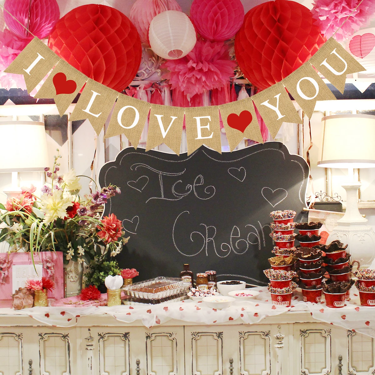 I LOVE YOU Pull Flag Wedding Burlap Banner Linen Hanging Valentine Heart Pattern Sweet Romantic Atmosphere
I LOVE YOU Pull Flag Wedding Burlap Banner Linen Hanging Valentine Heart Pattern Sweet Romantic Atmosphere
