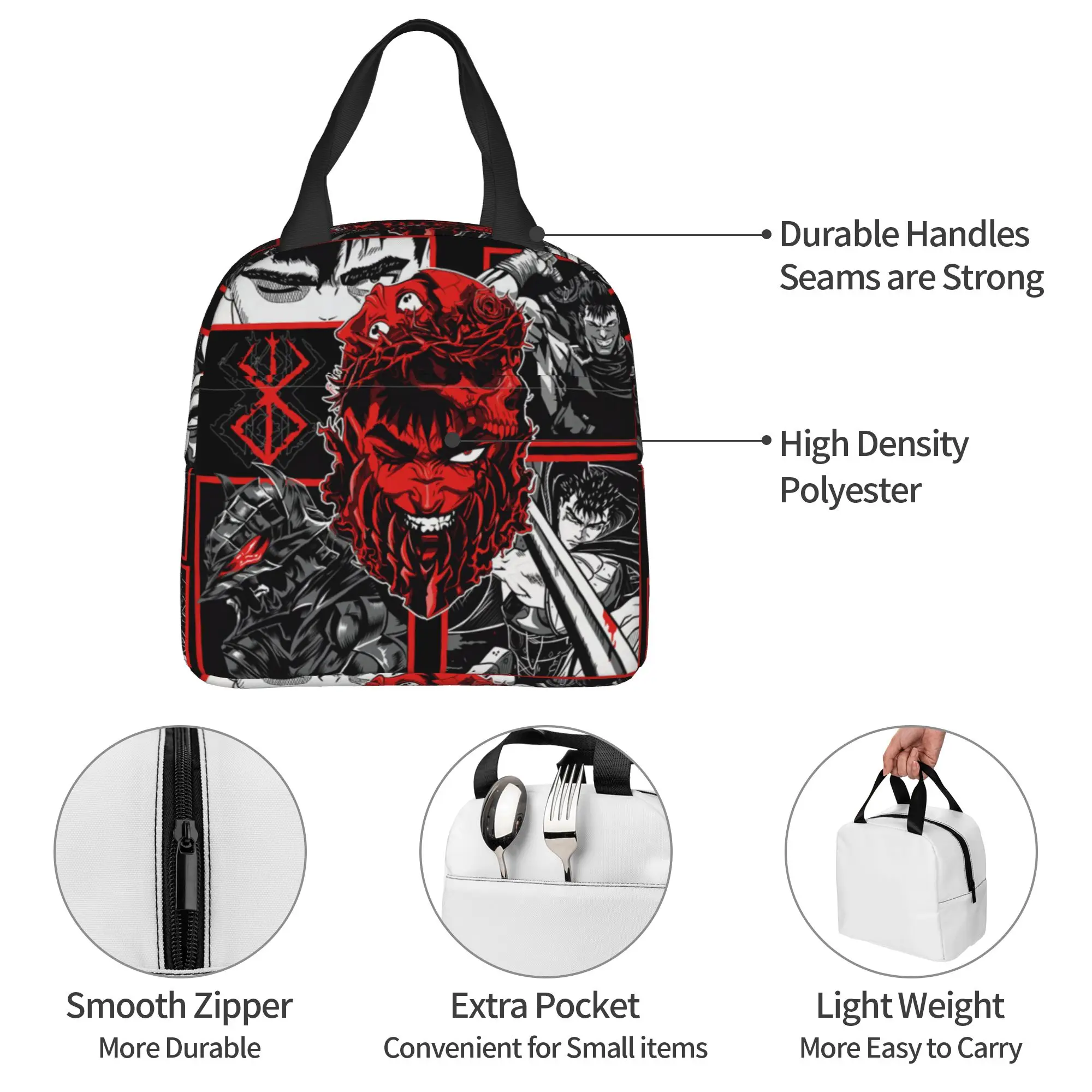Custom B-Berserks Lunch Bag Men Women Japanese manga Cartoon Anime Cooler Warm Insulated Lunch Boxes for Adult Office
Custom B-Berserks Lunch Bag Men Women Japanese manga Cartoon Anime Cooler Warm Insulated Lunch Boxes for Adult Office