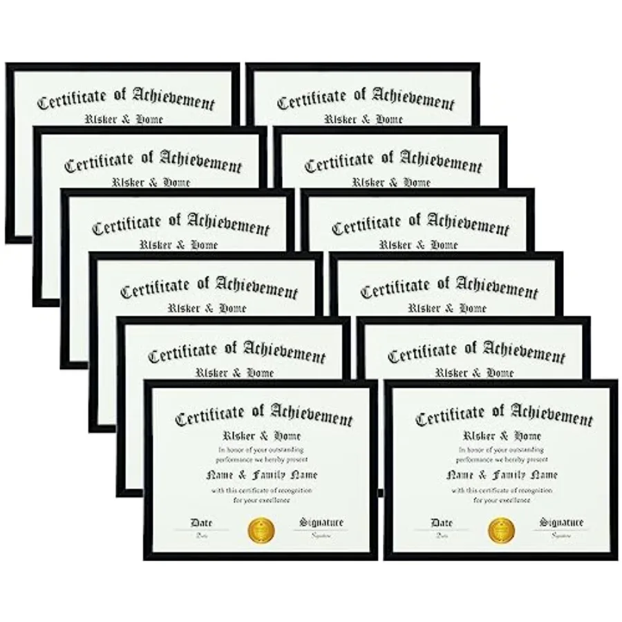 8.5 x 11 Frame Black 12 Pack, Certificate Award Document Diploma Frame Multi Pack, Picture Frame for Wall and Tabletop Mounting
8.5 x 11 Frame Black 12 Pack, Certificate Award Document Diploma Frame Multi Pack, Picture Frame for Wall and Tabletop Mounting