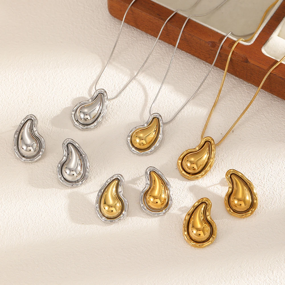 New Design Waterdrop Stainless Steel Earrings and Necklace Set For Women Charm Elegant Gold Silver Color Wedding Party Jewelry
New Design Waterdrop Stainless Steel Earrings and Necklace Set For Women Charm Elegant Gold Silver Color Wedding Party Jewelry
