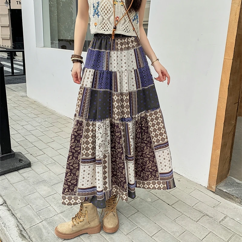 Spring/Summer Bohemian Long Skirt Women Retro Elastic High Waist Patchwork Printed Holiday Boho Beach Skirt
Spring/Summer Bohemian Long Skirt Women Retro Elastic High Waist Patchwork Printed Holiday Boho Beach Skirt
