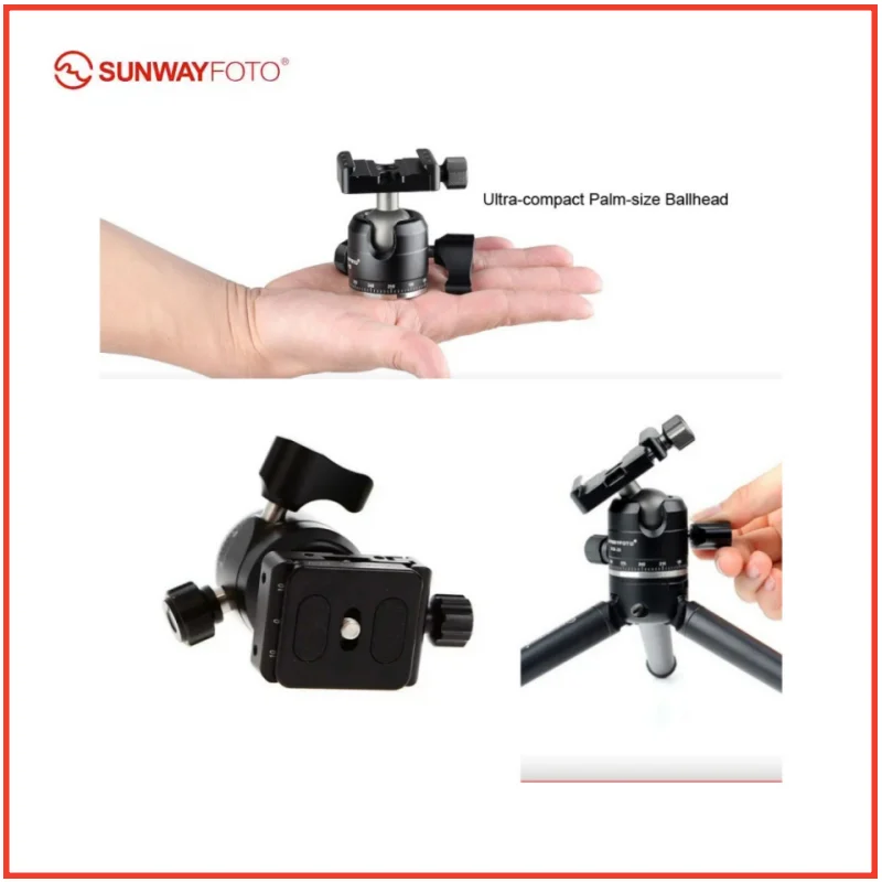 SUNWAYFOTO XB-28 Superior Low-Profile Palm-Size Ballhead with Screw-Knob Clamp and PT-37 Universal Quick Release Plate
SUNWAYFOTO XB-28 Superior Low-Profile Palm-Size Ballhead with Screw-Knob Clamp and PT-37 Universal Quick Release Plate