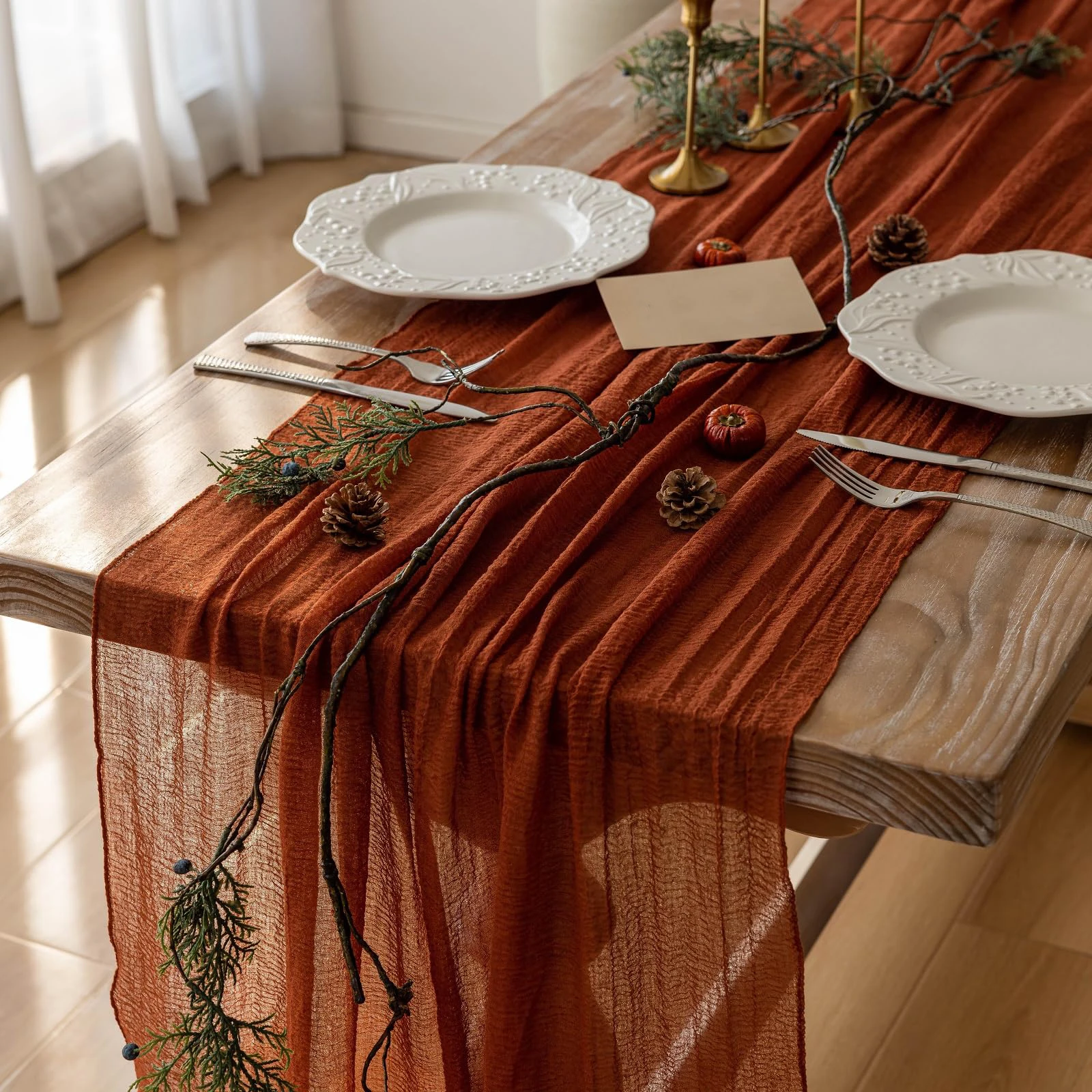 Boho Rustic Sheer Gauze Table Runner, Lightweight Cheesecloth Table Centerpiece for Wedding, Dining & Party, Summer Home Decor
Boho Rustic Sheer Gauze Table Runner, Lightweight Cheesecloth Table Centerpiece for Wedding, Dining & Party, Summer Home Decor