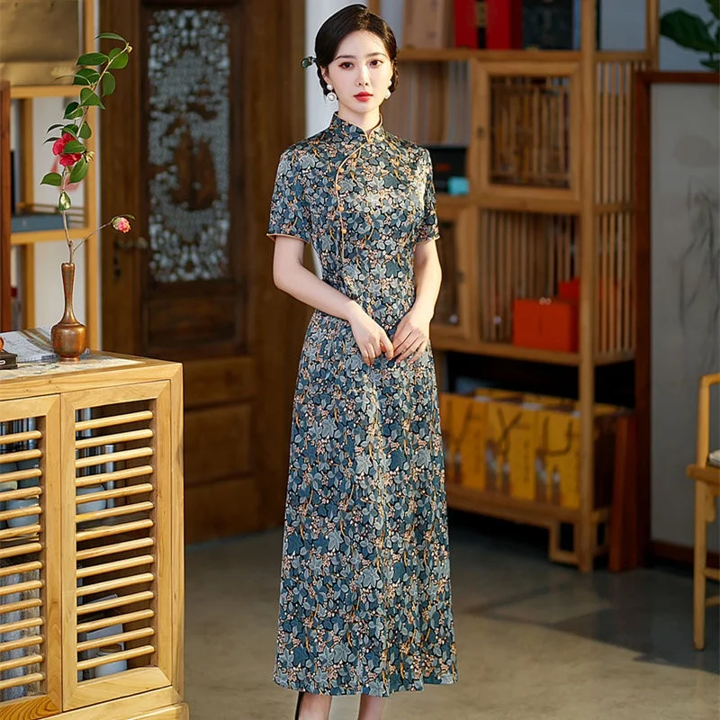 Ele Long Floral Print Qipao Dr Women's Slim Fit Gown Vintage Sle Daily Wear High End Faion by wan Silk
Ele Long Floral Print Qipao Dr Women's Slim Fit Gown Vintage Sle Daily Wear High End Faion by wan Silk