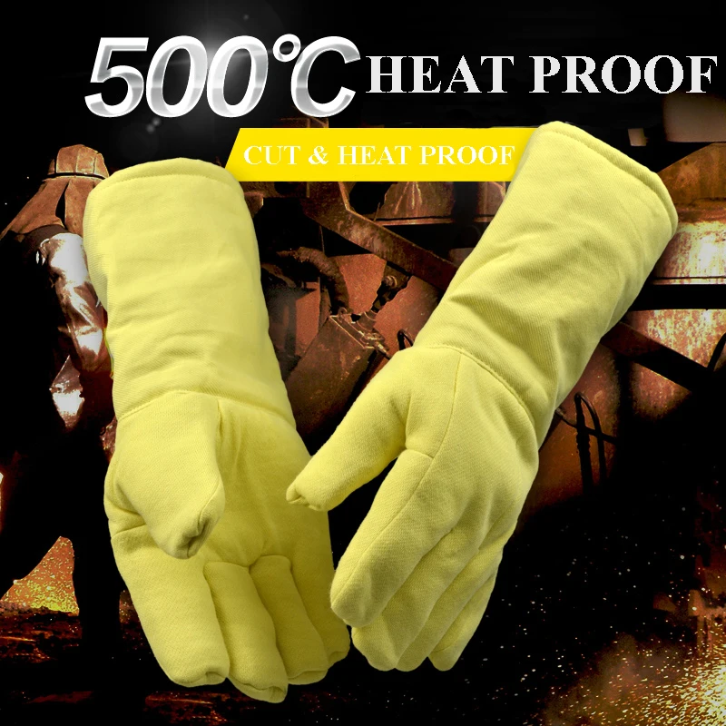 932F Heat Resistant Work Glove 500 degrees Celsius Fire Proof BBQ Glove Anti Cut Gloves Thick Aramid Fiber Anti Scalding Mittens
932F Heat Resistant Work Glove 500 degrees Celsius Fire Proof BBQ Glove Anti Cut Gloves Thick Aramid Fiber Anti Scalding Mittens