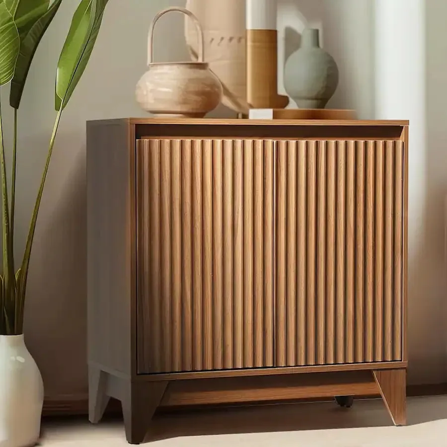 32" Tall 2 - Door Accent Cabinet With Adjustable Shelf - light walnut
32" Tall 2 - Door Accent Cabinet With Adjustable Shelf - light walnut