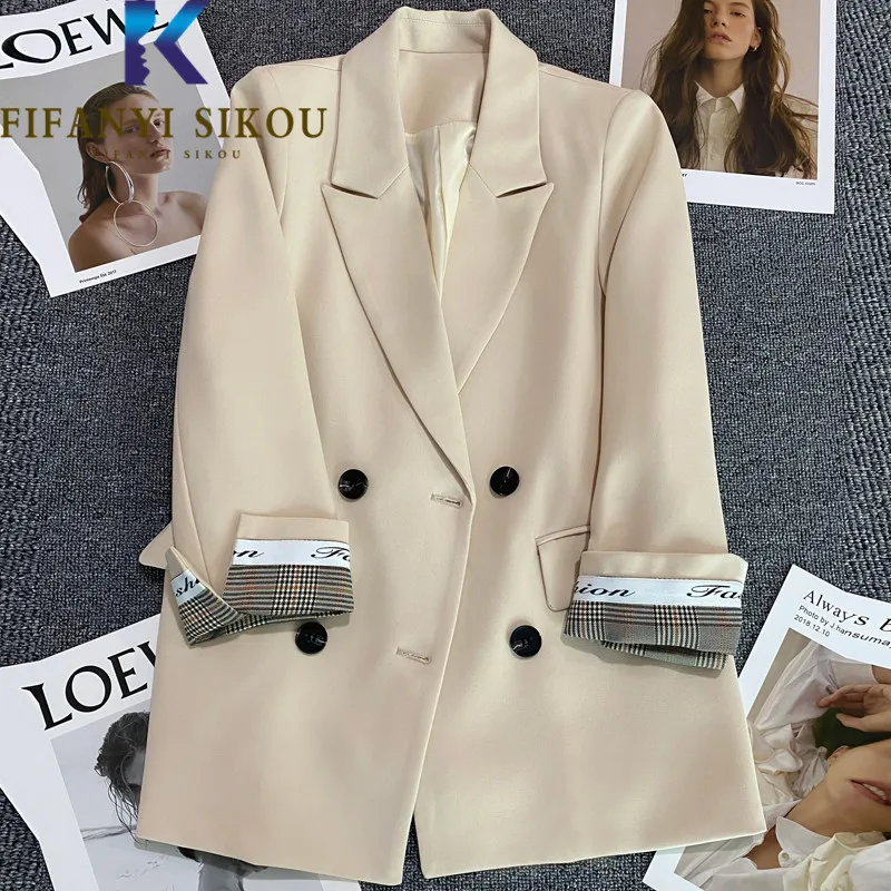 Plaid Spliced Long Sleeve Blazer Jacket Women 2022 Spring Loose Double Breasted Fashion Suit Jacket Ladies Casual Blazers Coat
Plaid Spliced Long Sleeve Blazer Jacket Women 2022 Spring Loose Double Breasted Fashion Suit Jacket Ladies Casual Blazers Coat
