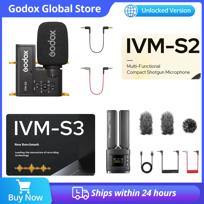 GODOX IVM-S2 IVM-S3 On-Camera Adjustable gun-type condenser microphone mobile phone micro SLR camera live recording interview
GODOX IVM-S2 IVM-S3 On-Camera Adjustable gun-type condenser microphone mobile phone micro SLR camera live recording interview