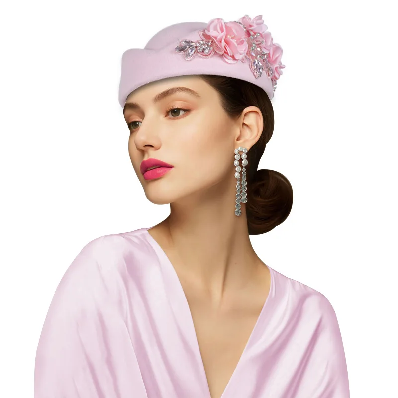 Church Derby Fascinator With Flower Ladies Soft Beret Caps For party Airline Stewardess Hat Vintage Felt Turban Hat For Women
Church Derby Fascinator With Flower Ladies Soft Beret Caps For party Airline Stewardess Hat Vintage Felt Turban Hat For Women