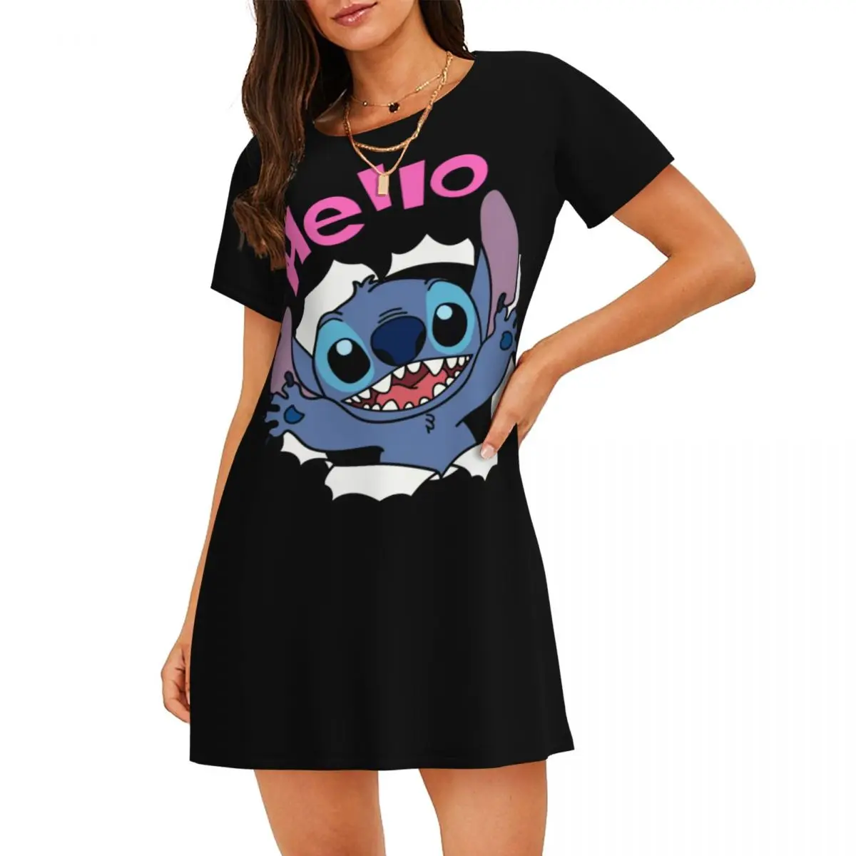 Custom Stitchs Adventure Anime Women's Short-Sleeved Nightdress Print Short Sleeve Nightgowns For Walking Vacations Sleepshirts
Custom Stitchs Adventure Anime Women's Short-Sleeved Nightdress Print Short Sleeve Nightgowns For Walking Vacations Sleepshirts