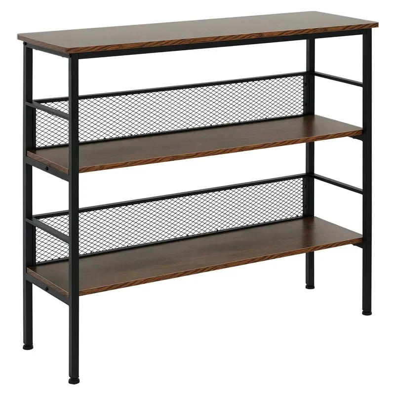 3-Tier Console Table Industrial Style Storage Metal Wooden Shelf with a Robust Multi-Functional Design & Adjustable Feet, Black
3-Tier Console Table Industrial Style Storage Metal Wooden Shelf with a Robust Multi-Functional Design & Adjustable Feet, Black